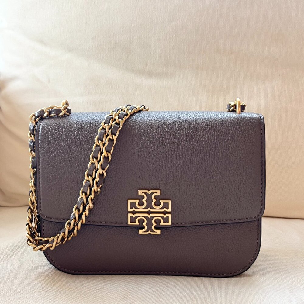 Tory Burch Britten Adjustable Shoulder Bag in Taupe